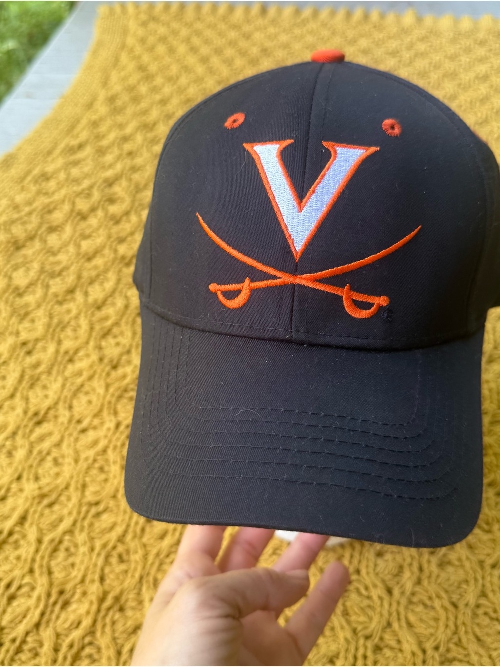 Virginia Cavaliers Hat Cap Strap Back Hook Loop Black Embroidered Logos UVA VA